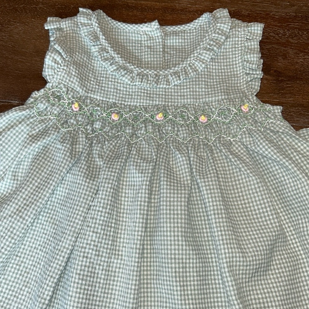 New w/Tags Simplee Kids Smocked Green/Check Dress